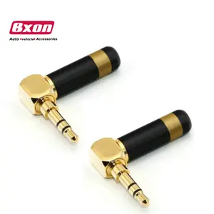 Bxon right angle gold plated 3.5mm trs connector plug for 6mm and 4.5mm diameter cable