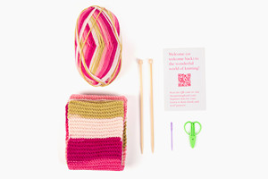 Dragonfruit Colored Craft <b>Kit</b> With Wool Blend Yarn Pack And Bamboo <b>Knitting</b> Needles For Adult <b>Beginners</b> Includes Tutorial Access - Product Image 3