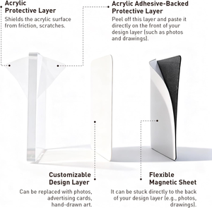 10 Pack 2"x2" Clear <b>Acrylic</b> DIY Fridge Magnets Set Adhesive Backing Custom Magnetic for <b>Crafts</b> Kitchen Easter Customized - Product Image 2