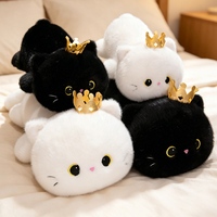 Peluche chat noir courbé en forme de couronne, jouet apaisant pour femme