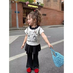 <b>Bubble</b> Papa Girls' Short Sleeve T-Shirt Off-White Cartoon Print Cotton Summer <b>Top</b> For Children - Product Image 4