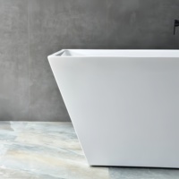 Baignoire rectangulaire autoportante en acrylique au design moderne, très vendue, avec drain, baignoire profonde pour la salle de bain