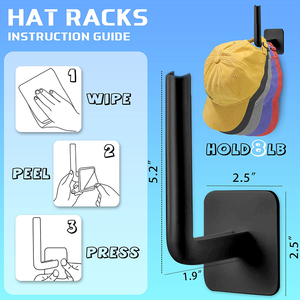 Pas de perceuse adhésif métal chapeau crochets pour <span class=keywords><strong>mur</strong></span> stockage organisateur support pour salon salle de bain et armoire pour sac de rangement - Product Image 3