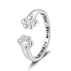 Fashionable Trendy Cat Paw <b>Open</b> <b>Ring</b>/Pinky <b>Ring</b> Brass Adjustable Jewelry for Men/Women Unisex Wedding Engagement Gift <b>Ring</b> - Product Image 4