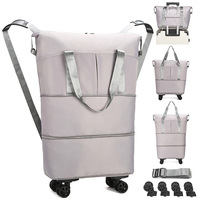 Sac de rangement pliable adapté aux avions Roues amovibles Sac fourre-tout Sac de voyage extensible pliable