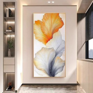 Hand Painted Oil Painting Ginkgo Leaves Creamy Texture <b>Large</b> Scale Textured Art For Entryway Hallway Decoration Metal <b>Frame</b> - Product Image 1