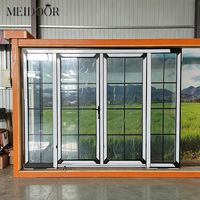 Puerta Exterior de Aluminio Meidoor Villa, Puerta Francesa Abatible con Rejilla de Aluminio y Vidrio para Apartamento, Dormitorio, Supermercado, Impermeable