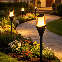 Lampe solaire à flamme LED ambre économique et pratique, boîtier ABS PC, étanche IP65, pour extérieur, avec contrôle du lumière, pour jardin