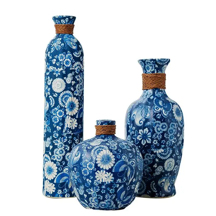 Vas Lantai 2021 Berkelas Dekorasi Rumah Vas Keramik Buatan Tangan Gaya China Baru Dekorasi Vasoss Bunga Kering Aksesori Dekor Rumah