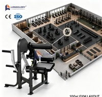 Machines de musculation à charge libre pour la musculation, incluant un appareil d'extension dorsale, pour salle de sport de 100 mètres carrés