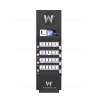 Présentoir sur pied en bois avec écran tactile LCD intelligent, système de poussée et éclairage LED pour la vente de cigarettes