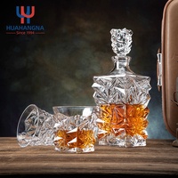 HUAHANGNA-botella de Whisky de cristal con logotipo personalizado, decantador de Whisky con 4 vasos de cristal, 750ml, disponible
