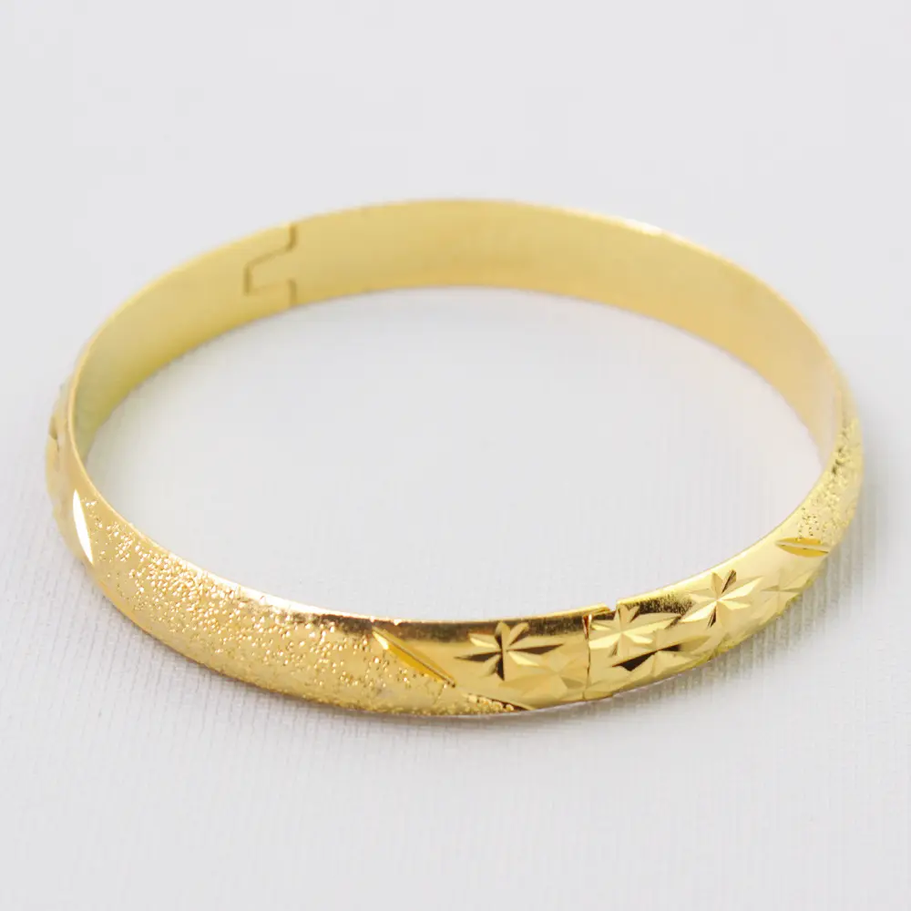 Hoge Kwaliteit Mode Gouden Sieraden 14K Geel Goudvulling Vergulde Geëtste Cirkels Armband Gladde Gesloten Armband