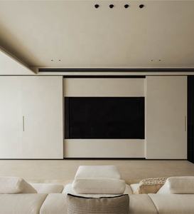 Meuble TV mural flottant en bois avec LED, centre de divertissement écologique et durable pour salon avec <span class=keywords><strong>porte</strong></span> <span class=keywords><strong>coulissante</strong></span> - Product Image 1