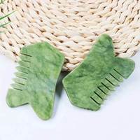 En gros Grattoir de tête en pierre de jade Xiuyan verte, Peigne de massage capillaire