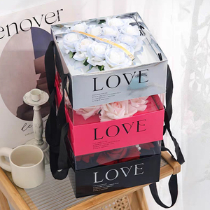 Scatola Regalo Portatile per Fiori, Design Quadrato a Cuore, Confezione per Bouquet da Matrimonio e Festa, Scatole di Carta per Fioristi - Product Image 6