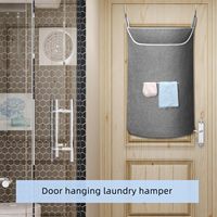 Panier à linge suspendu XL noir avec grande ouverture, léger, pour usage domestique