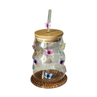 Gobelet en verre borosilicate hautement résistant, design créatif, avec couvercle en bambou, édition rentrée scolaire, soufflé à la main, très attrayant