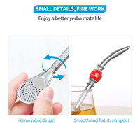 Ensemble de pailles à Yerba Maté en acier inoxydable de 8,5 pouces avec filtre fin et brosse de nettoyage, logo gravé au laser personnalisé, idéal pour les cadeaux