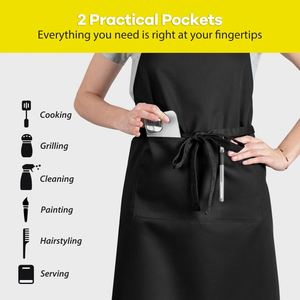 ผ้ากันเปื้อนสำหรับทำอาหารในครัวทำจากผ้าฝ้ายโพลีเอสเตอร์กันน้ำมีสายรัดปรับระดับได้แฟชั่นออกแบบโลโก้ได้ตามต้องการ - Product Image 4
