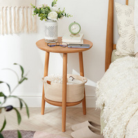 Mesa auxiliar de madera para sala de estar, mueble de dormitorio y espacios pequeños, con almacenamiento, moderna, fácil montaje, mesa de centro lateral redonda