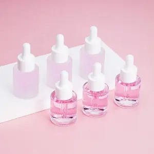 フラットショルダーエッセンシャルオイルボトル10ml15ml 20ml 30ml50ml空のスキンケアセラムキューティクルオイルガラス10mlドロッパーボトル