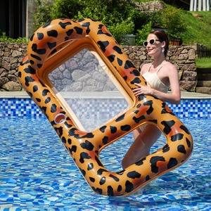 <span class=keywords><strong>PVC</strong></span>-Leopardenmuster Einloch-Schwimmhängematte für Außenpools, Faltbare Armlehnen und Rückenlehne für Erwachsene - Product Image 4
