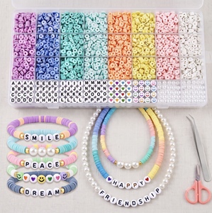 Kit Completo para Hacer Joyas con Cuentas de <span class=keywords><strong>Arcilla</strong></span> Plana, Juego de Cuentas Espaciadoras de <span class=keywords><strong>Arcilla</strong></span> Suave con Cuentas de Alfabeto y Herramientas para Manualidades DIY - Product Image 5