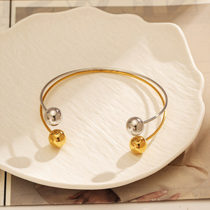 Stainless <b>Steel</b> <b>Ball</b> Ring Vacuum Plated 18k Gold Colorfast For Women - Product Image 3