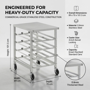 Meuble de cuisine professionnel : Étagère mobile en aluminium demi-taille pour canettes # 10 et # 5 boîtes pour la restauration, les hôtels et les traiteurs - Product Image 3
