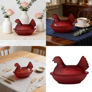 Stoples Permen Bentuk Ayam Kaca Vintage Warna-warni, Wadah Penyimpanan Dekoratif untuk Dapur Rumah - Product Image 2