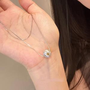 Collar de Plata de Ley S925 con Cuentas de Flores Multifacéticas, Collar Sencillo y Personalizado con Cuentas Brillantes de Superficie Tallada - Product Image 4