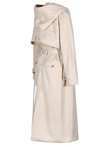 Manteau long OUDINA personnalisé, coupe ample, au-dessus du genou, à double boutonnage, avec ceinture, pour femme - Product Image 2
