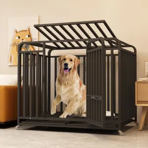 Vente en gros de cage pour chien cage en fer pour grand chien cage pour chiot cage intérieure pour animaux de compagnie grande maison en fer métallique solide avec porte