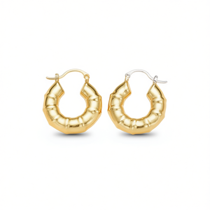 Orecchini a Cerchio Geometrici Placcati Oro per Donne, Gioielli alla Moda in Lega con Finitura in Oro 18K - Product Image 1