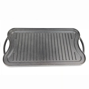 Plaque de cuisson en fonte à double poignée pour camping en plein air, gril de barbecue double face, poêle à rôtir - Product Image 5