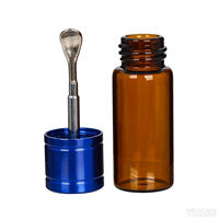 Bouteille de voyage en verre en gros avec cuillère télescopique rétractable, hermétique, petit récipient portable pour le sel