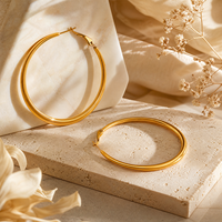Boucles d'oreilles créoles surdimensionnées en acier inoxydable 59 mm, style bohème, cadeau zodiacal pour femme, bijoux bohèmes
