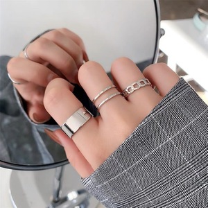 Anello da dito regolabile femmina dolce e carina coppia di studenti anello popolare bella apertura con rodio - Product Image 2