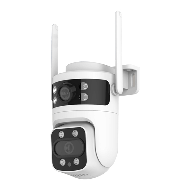 8MP 1080P CMOS Dual Lens Outdoor Solar IP Security Camera with Memory Card Wireless Built-in Battery and PIR Alarm