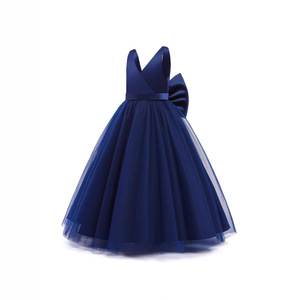Vestido de niña sin mangas de satén con cuello en V y tul con lazo en la espalda para cumpleaños, bodas y fiestas - Product Image 2