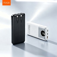 Batterie externe 20000mAh avec charge rapide PD, chargeur portable avec écran numérique et câble intégré, logo personnalisé, vente en gros OEM