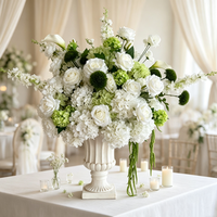 A-2009 Vente chaude Centre de table de mariage en fausses fleurs, boule de fleurs artificielles en soie blanches et vertes pour la décoration de mariages, événements et fêtes