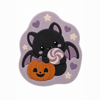 Tapis de chambre en polyester lavable, antidérapant, moderne, en faux velours, à motif de chauve-souris, citrouille et sucette, thème Halloween