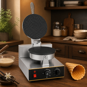 Non-Stick Electric Waffle Cone Maker Machine with Durable Spring Handle Professional Stainless Steel Cone Baker for Snack Bar - Product Image 1