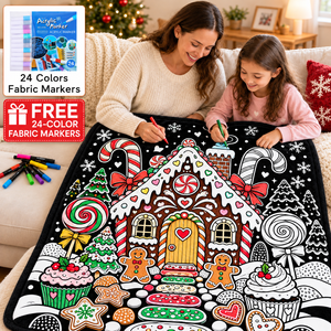 Create Together Christmas Coloring Throw <b>Blanket</b> Rectangular <b>Plush</b> Reusable For Kids And Family Winter Holiday Fun - Product Image 4