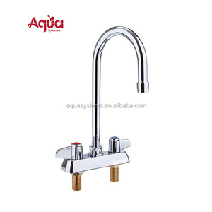 Robinet de lavabo commercial 4'' à montage inférieur, double poignée, design industriel, pour lavabo de lavage des mains, 2 trous pour l'installation - Product Image 1