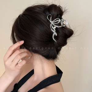 YT, recién llegado, pinzas <span class=keywords><strong>de</strong></span> pelo <span class=keywords><strong>de</strong></span> Metal <span class=keywords><strong>de</strong></span> lujo, gran lazo en forma <span class=keywords><strong>de</strong></span> <span class=keywords><strong>plata</strong></span> pintada en oro para mujeres y niñas - Product Image 5