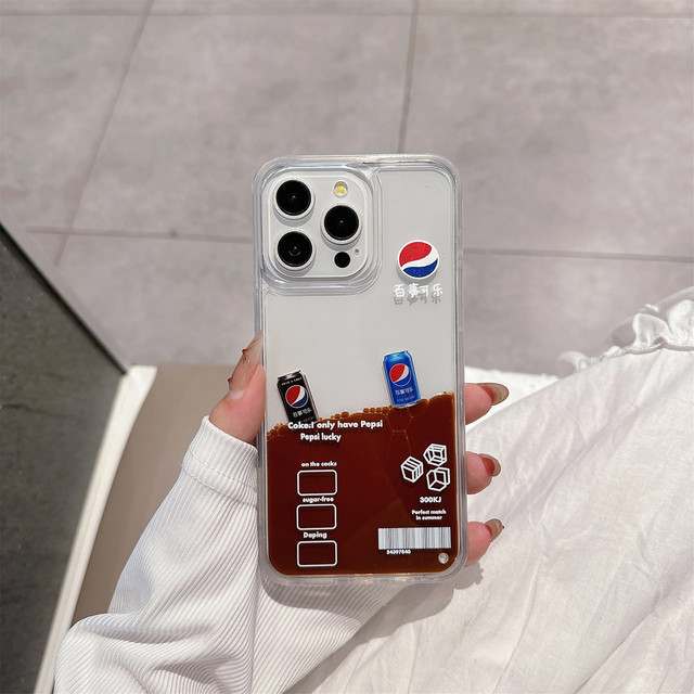 Creative Design Explosive for iPhone 16 Pro Max 15 14 13 12 11ProMax Phone case Cola Floating Liquid Quicksand case