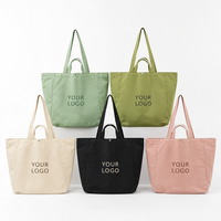 Sac fourre-tout en toile écologique avec logo personnalisé, deux poignées, sacs de shopping multicolores, bouton pression, réutilisable, grande capacité, sac à main